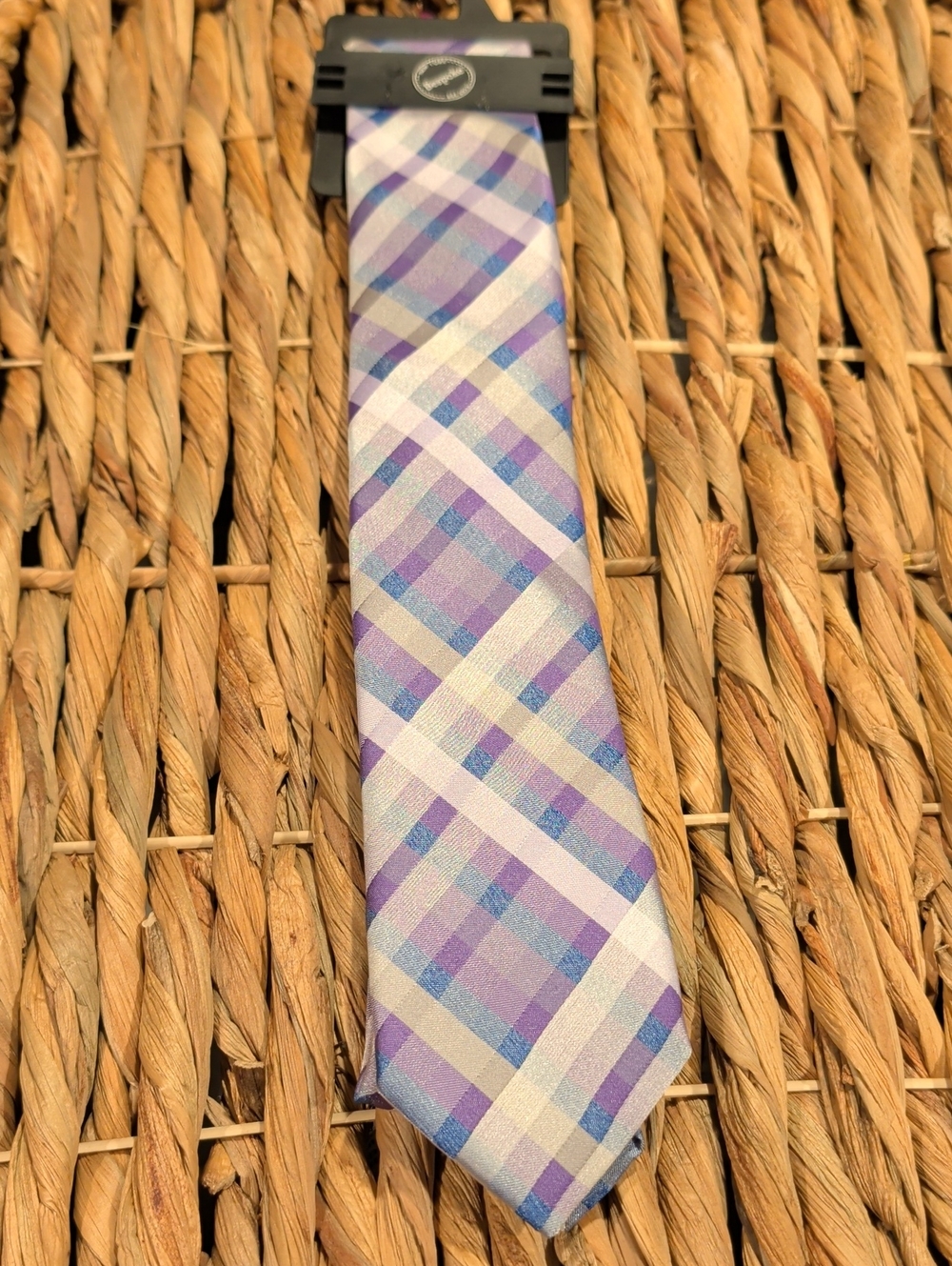 Bespoke Kohl's Purple, Lavender and Blue Plaid Men's Tie